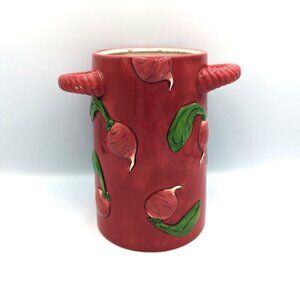 Foreside Home & Garden Hand Painted Radish Kitchen Utensil Canister Kitschy Folk